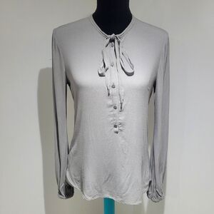 Diane Von Furstenberg DVF Women's Whitney Long Sleeve Blouse 2 Gray Quiet Luxury
